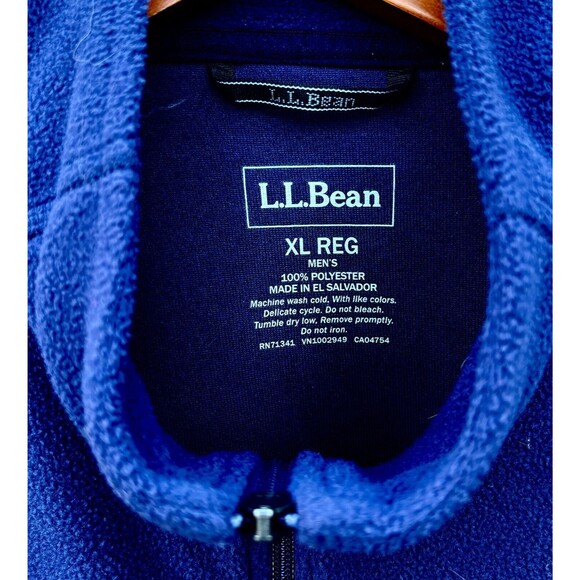 Mens LL Bean Fleece Vest Size XL Hiking Gorp Utility Full Zip Blue Pockets - Picture 3 of 3